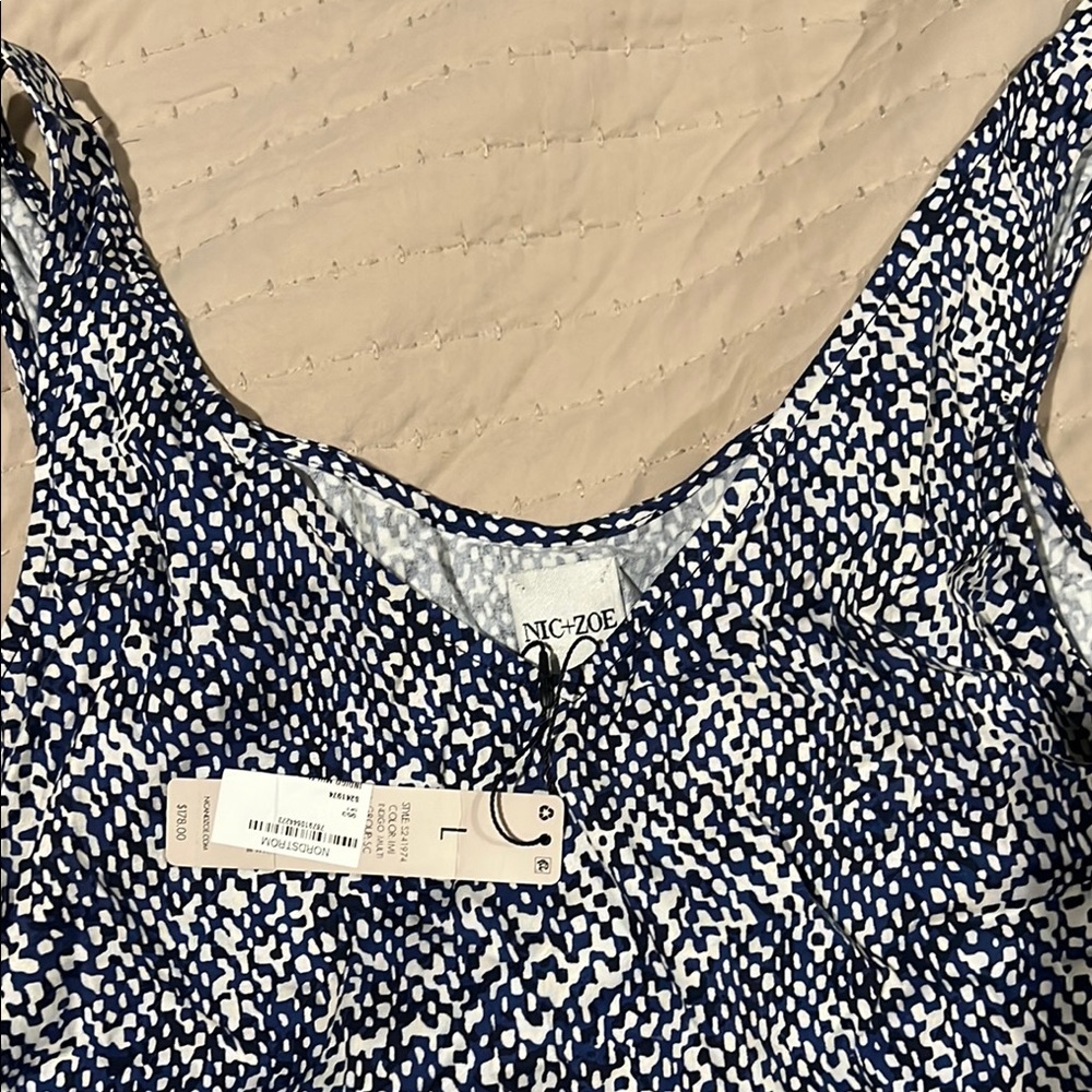 NIC+ZOE Women's Blue and White Top